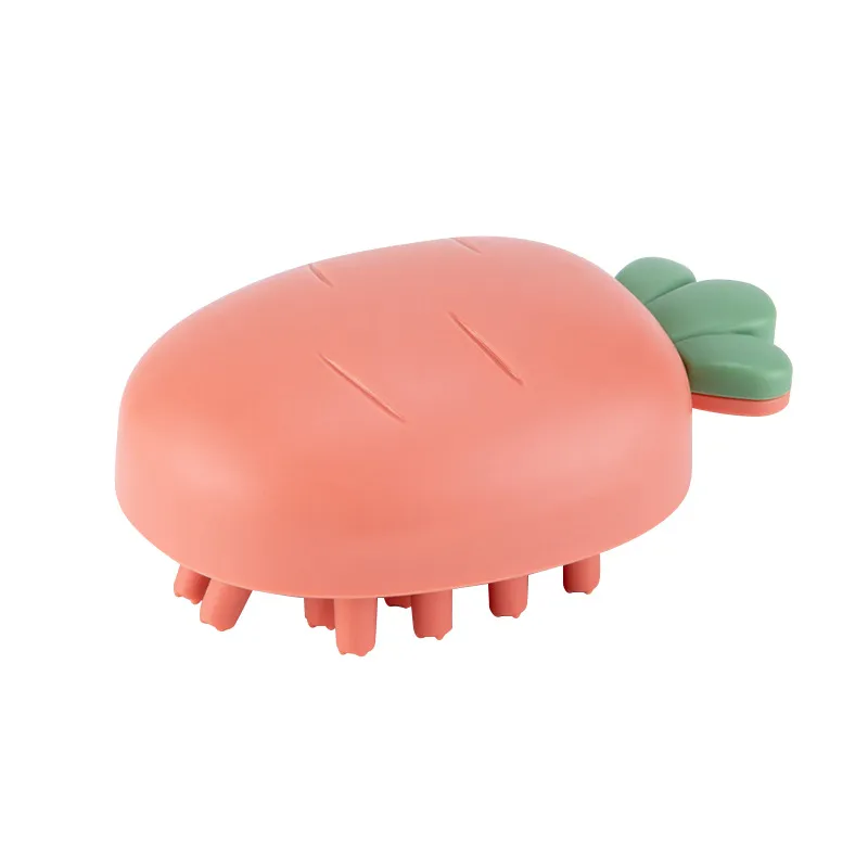 Escova de massagem de xampu de bebê forma de cenoura couro cabeludo cabelo escova de limpeza corporal  big image 1