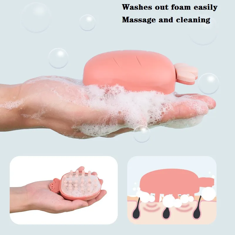 Escova de massagem de xampu de bebê forma de cenoura couro cabeludo cabelo escova de limpeza corporal  image 3