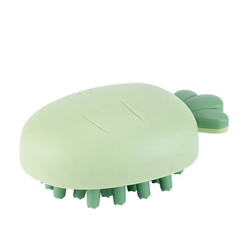 Escova de massagem de xampu de bebê forma de cenoura couro cabeludo cabelo escova de limpeza corporal Verde