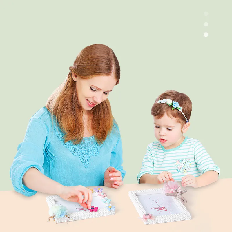 DIY Building Block Photo Frame Magical Picture Frame Toy Building Set for Babies Toddlers Kids (Random hairball color) big image 2