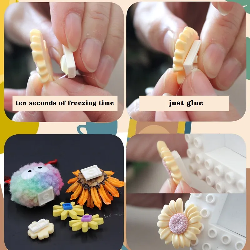 DIY Building Block Photo Frame Magical Picture Frame Toy Building Set for Babies Toddlers Kids (Random hairball color) White image 4