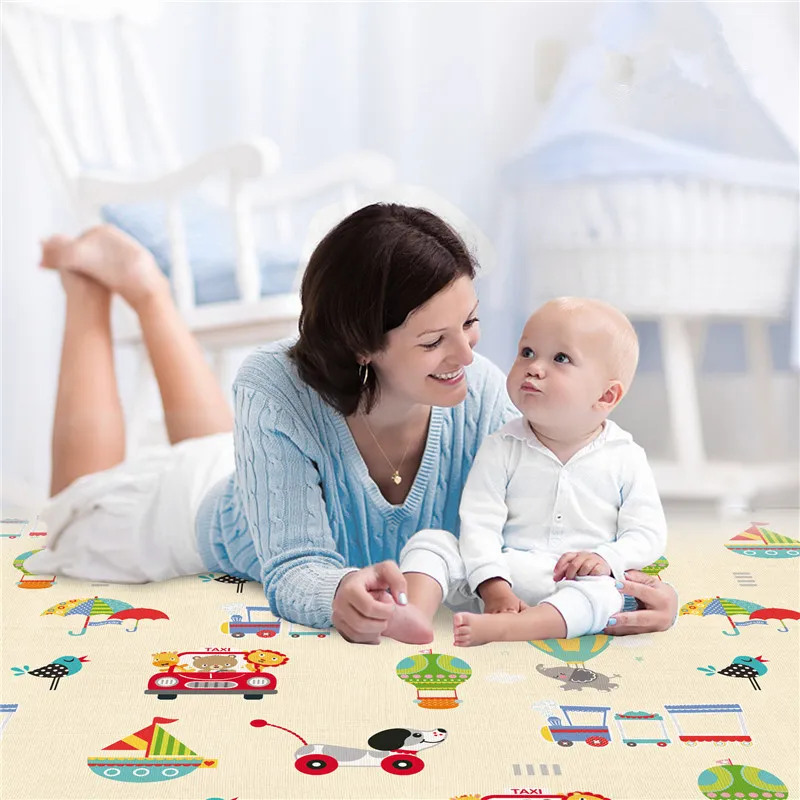 Baby Rug for Crawling Baby Toddlers Area Rugs Educational Play Mat Double-sided Cartoon Animals Transportation Pattern (70.87*59.06inch) big image 5