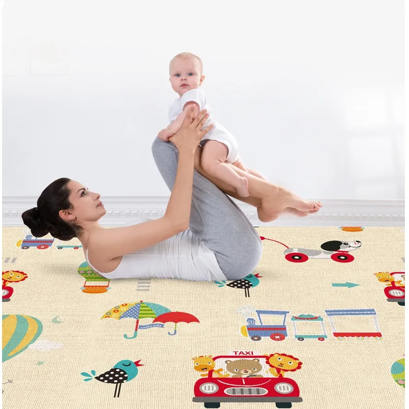 Baby Rug for Crawling Baby Toddlers Area Rugs Educational Play Mat Double-sided Cartoon Animals Transportation Pattern (70.87*59.06inch)  big image 6