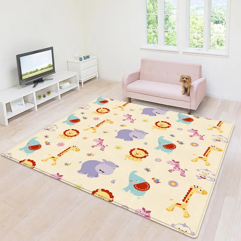 Baby Rug for Crawling Baby Toddlers Area Rugs Educational Play Mat Double-sided Cartoon Animals Transportation Pattern (70.87*59.06inch)  big image 7