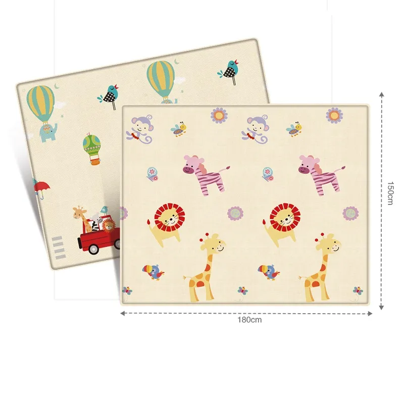 Baby Rug for Crawling Baby Toddlers Area Rugs Educational Play Mat Double-sided Cartoon Animals Transportation Pattern (70.87*59.06inch)  big image 1