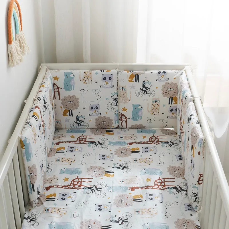 1pc 100% Cotton Crib Bumper Pad Removable Crib Rail Covers Anti-collision Guardrail Bed Surround Free Combination  image 2