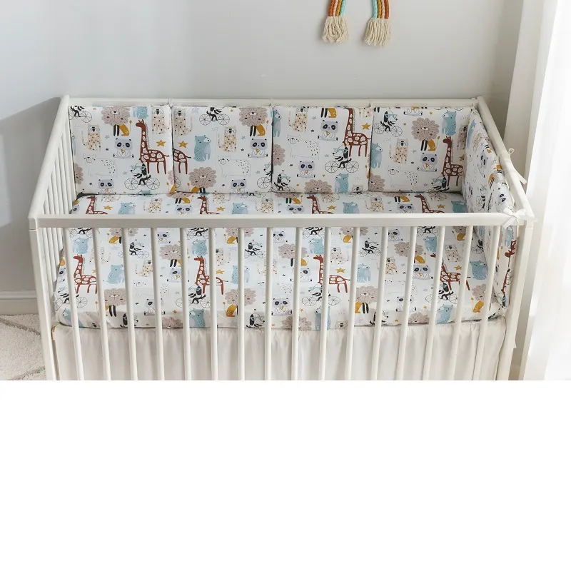 1pc 100% Cotton Crib Bumper Pad Removable Crib Rail Covers Anti-collision Guardrail Bed Surround Free Combination  image 3