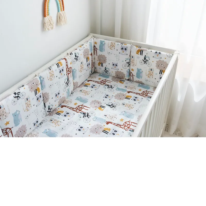 1pc 100% Cotton Crib Bumper Pad Removable Crib Rail Covers Anti-collision Guardrail Bed Surround Free Combination  image 5