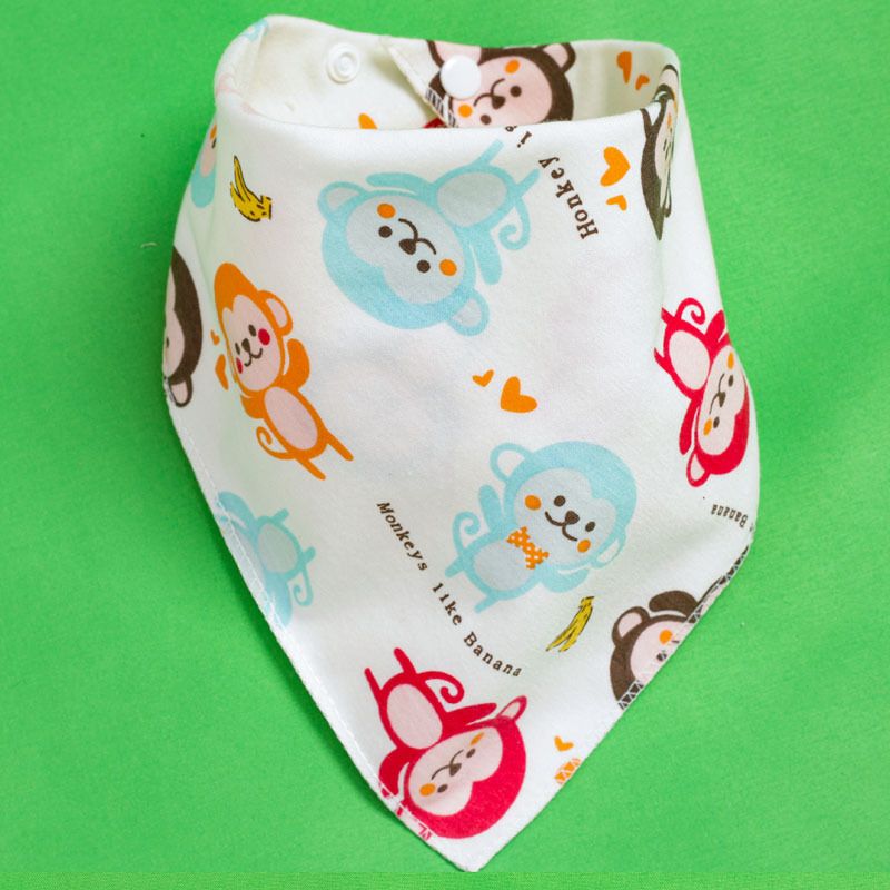 

100% Cotton Baby Triangle Saliva Towel Allover Print Snap Button Adjustable Bibs