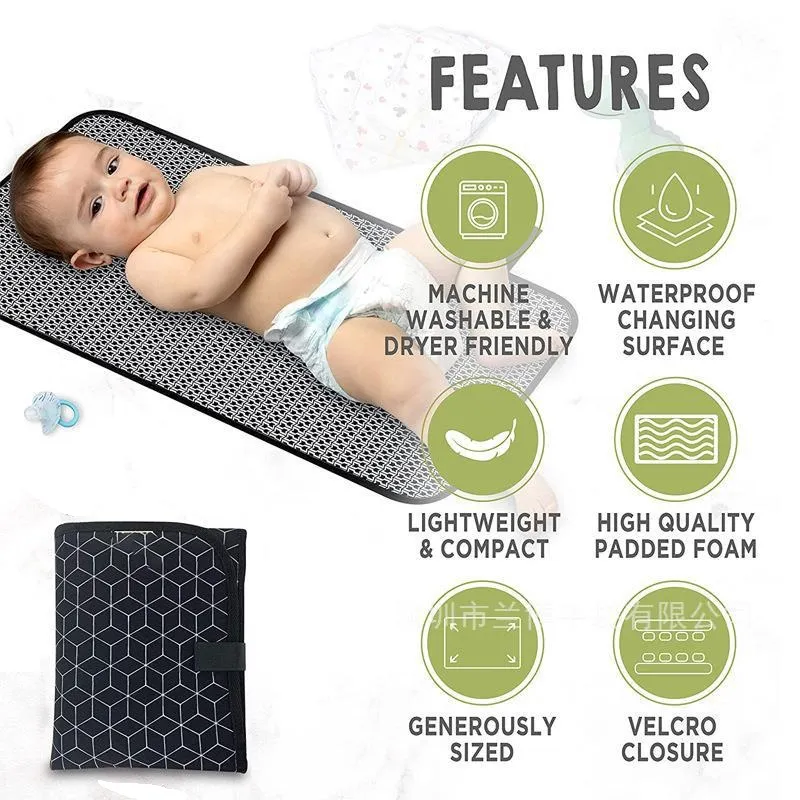 Portable Diaper Changing Pad Waterproof Foldable Baby Changing Mat Travel Lightweight Oxford Cloth Changing Pads big image 3