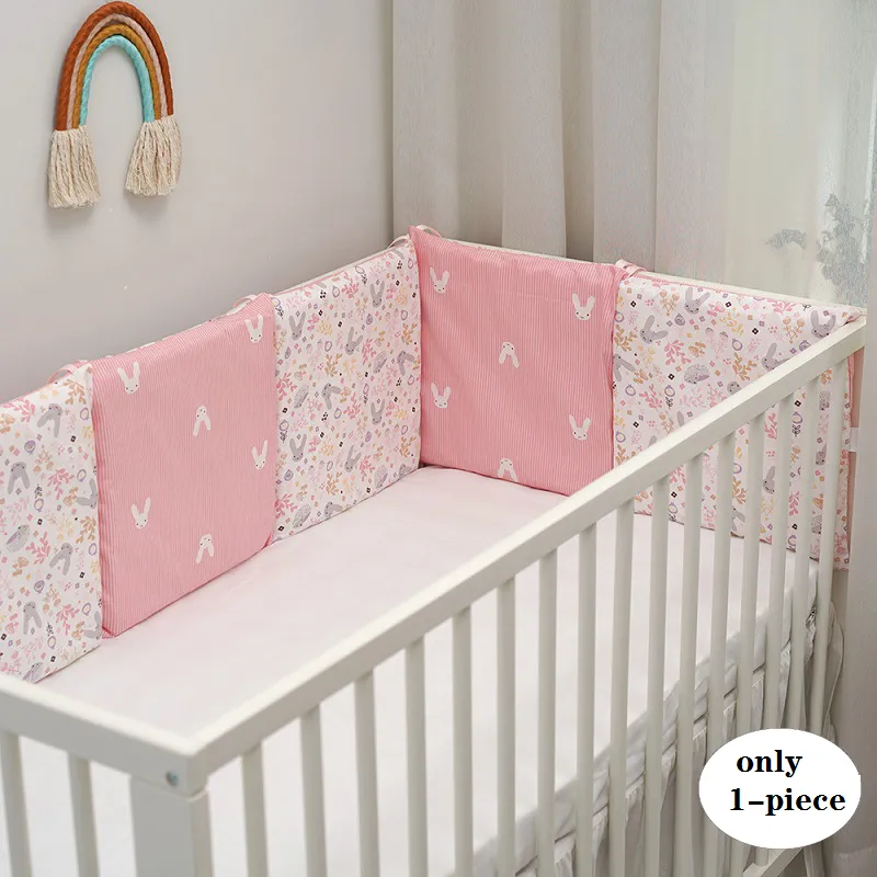 1-piece 100% Cotton Baby Crib Bumpers Removable Guard Rail Padded Circumference Bed Protection Safet