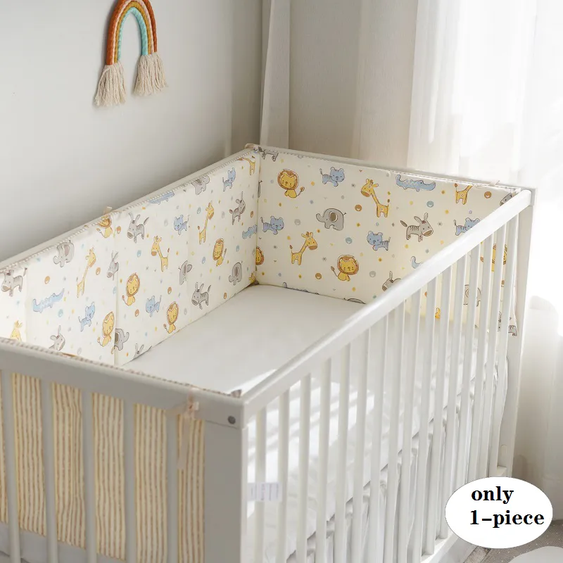 1-piece 100% Cotton Gauze Cartoon Pattern Removable Baby Crib Rail Padded Bumpers Safety Bed Side Ra