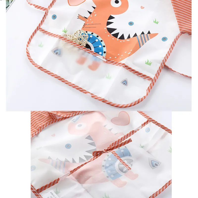Baby Cartoon Animal Long Sleeve Bibs Waterproof Reversible Bandana Bibs Children Eating Drawing Apron Toddler Feeding Burp Cloth big image 4