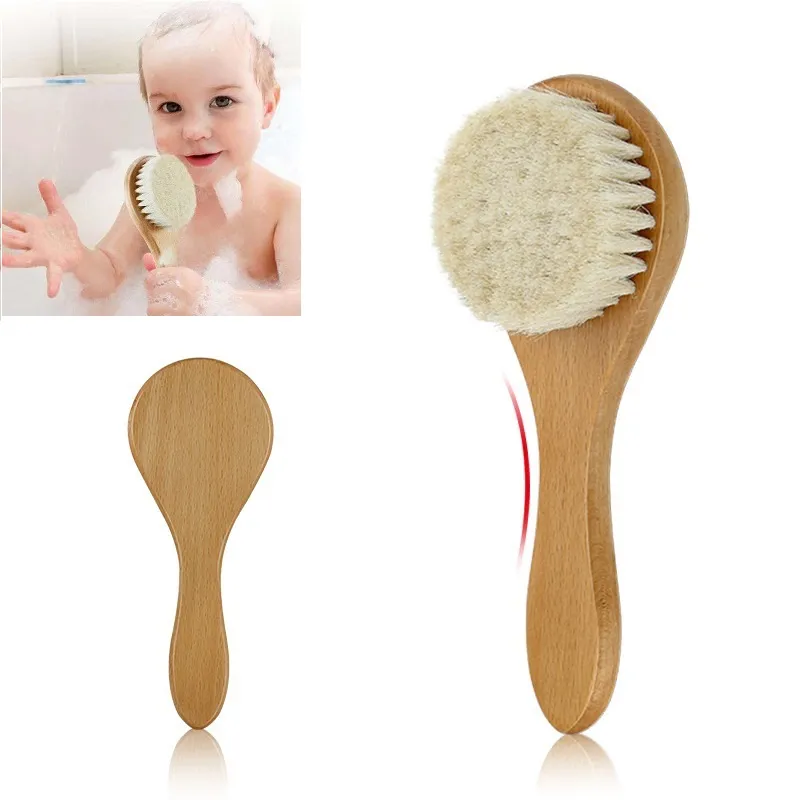 Wooden Baby Hair Brush, Soft Bristle Hair Brush for Baby/Toddler/Kid Yellow big image 1
