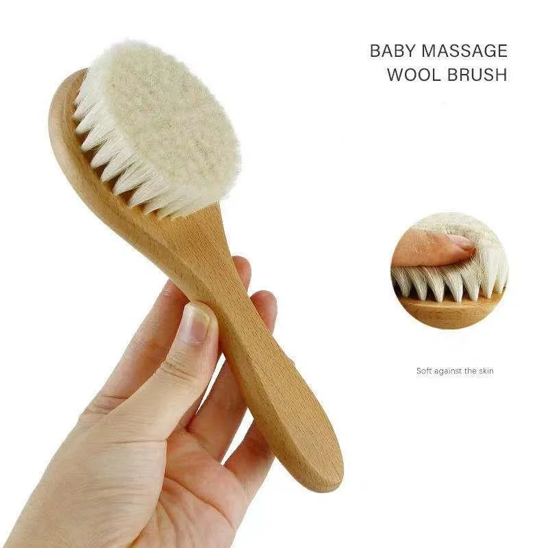 Wooden Baby Hair Brush, Soft Bristle Hair Brush for Baby/Toddler/Kid  big image 7