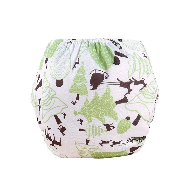Baby Waterproof Diaper Pants with Adjustable Size and 4 Colors for 1-3 Years Old Green/White