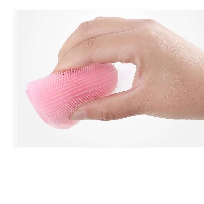 Escova de Shampoo para Bebês com Material de Silicone e Cerdas Macias para Massagem no Couro Cabeludo Rosa image 4