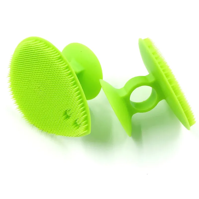 Escova de Shampoo para Bebês com Material de Silicone e Cerdas Macias para Massagem no Couro Cabeludo Verde