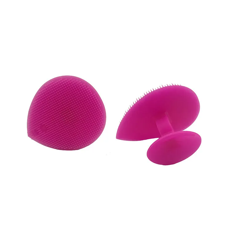 Escova de Shampoo para Bebês com Material de Silicone e Cerdas Macias para Massagem no Couro Cabeludo Rosa Quente