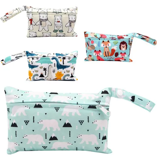 Baby Allover Print Portable Waterproof Diaper Bag Trolley Hanging Bag