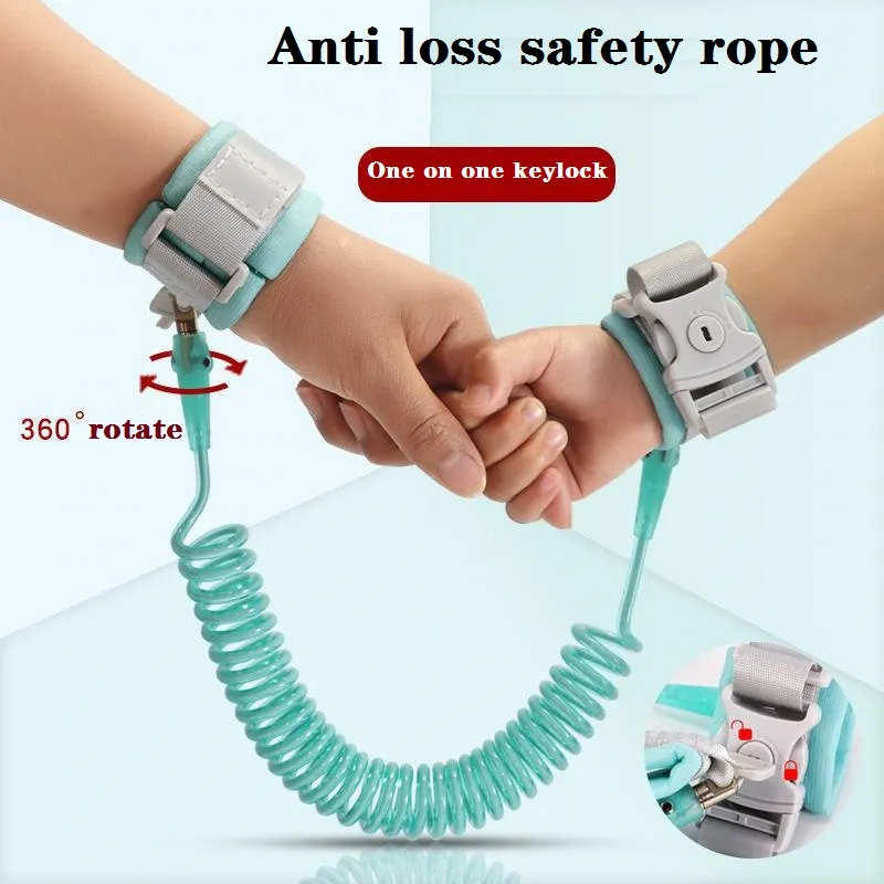 Child Anti-Lost Rope with One-to-One Key Lock and Adjustable Wristband  Green big image 1