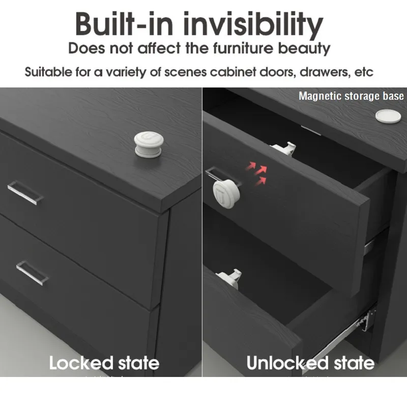 Invisible Magnetic Locks for Child Safety - Secure Cabinets and Drawers with Ease White image 5