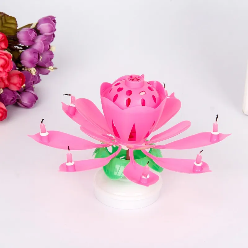 Rotating Musical Lotus Candle - Double Layer Electronic Lotus Light for Birthday Parties and Events  image 3