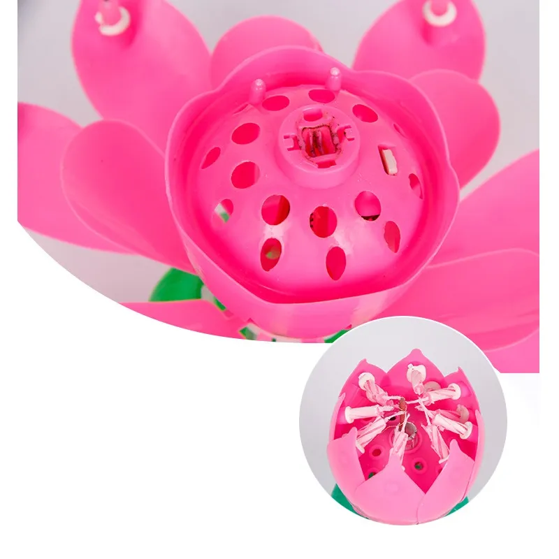 Rotating Musical Lotus Candle - Double Layer Electronic Lotus Light for Birthday Parties and Events  image 5