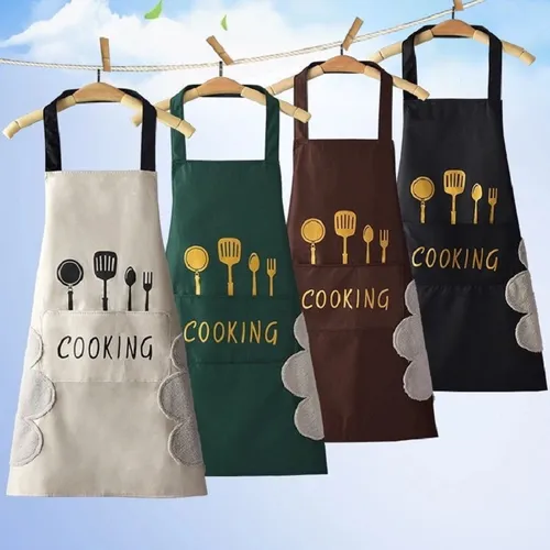 Kitchen Apron with Utensil Pocket: Stylish Unisex Apron for Wiping Hands, Waterproof and Stain-Resistant