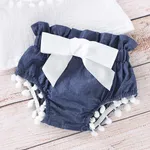 3pcs Baby Girl 95% Cotton Crepe Pompon Decor Flounced Collar Flutter-sleeve Set  image 4