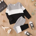 2-piece Toddler Boy Colorblock Pullover Sweatshirt and Pants Set Black