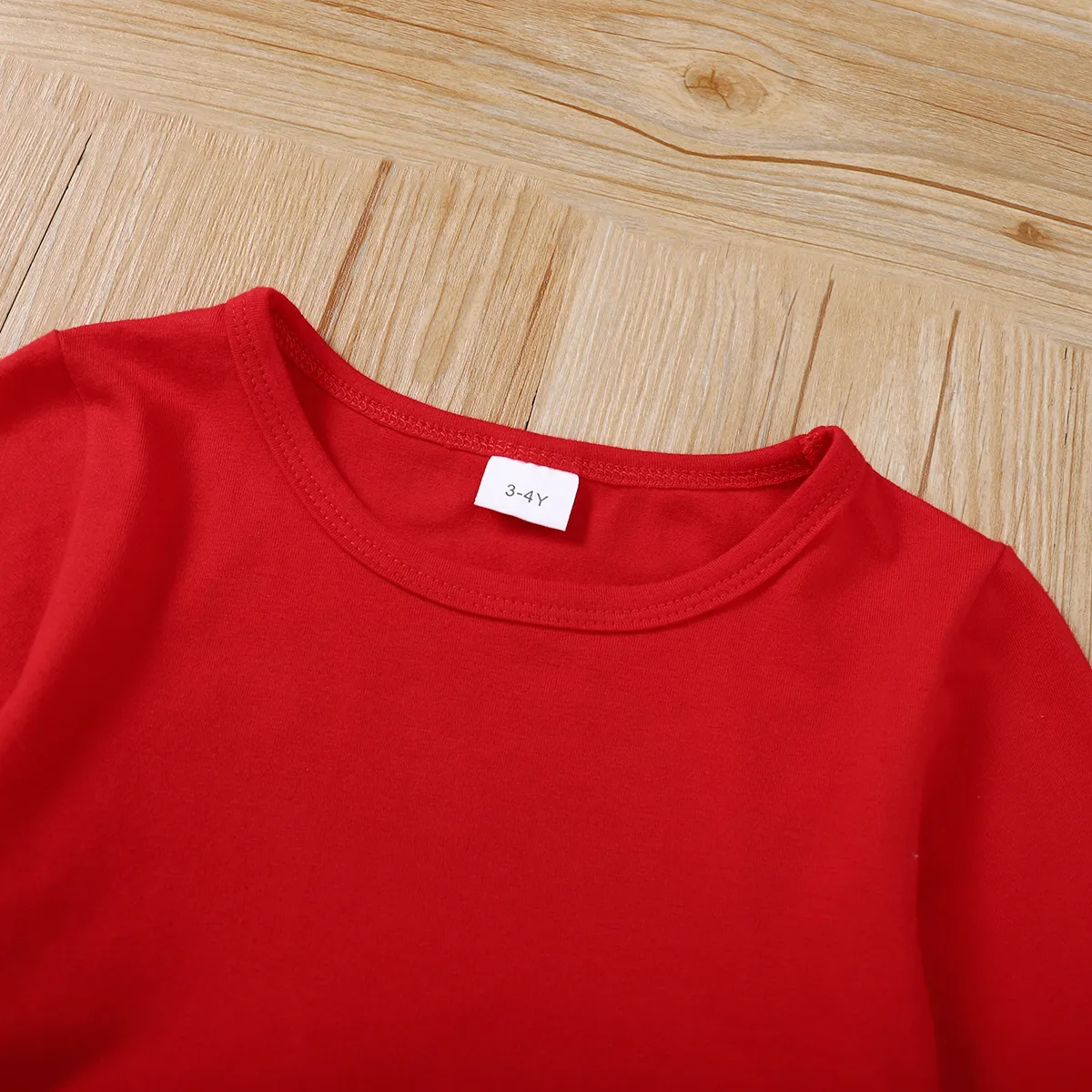 2 Stück Kleinkinder Mädchen Ausgestellter Kragen Süß Rose Sweatshirt-Sets rot big image 1