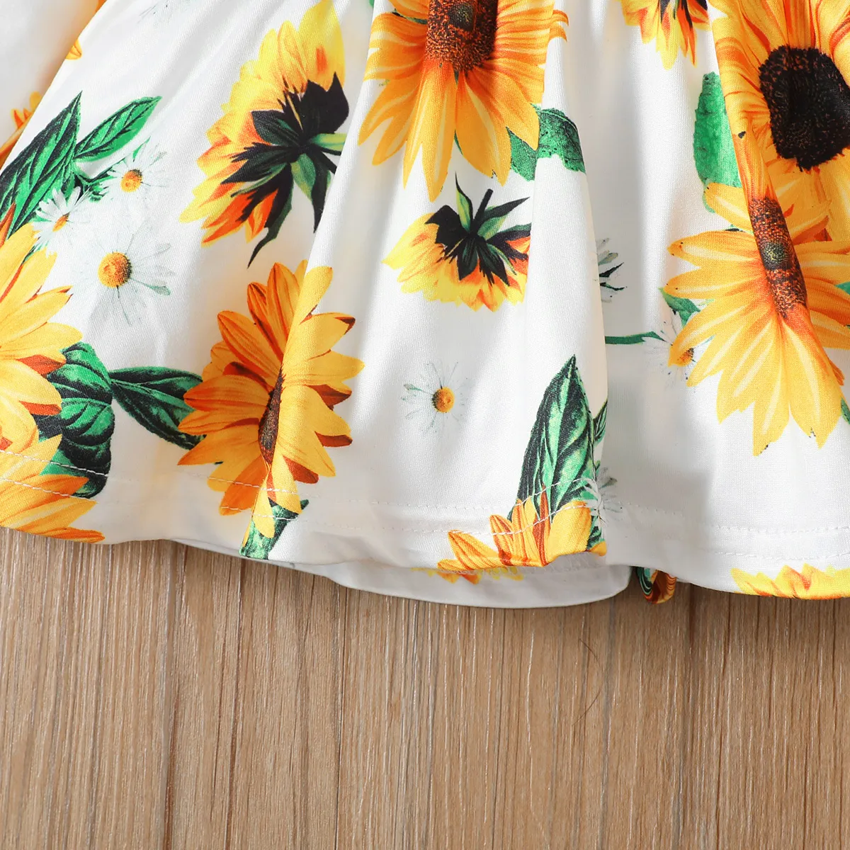 3 unidades Criança Menina Com furos Bonito Girassol conjuntos de camisetas Amarelo image 5