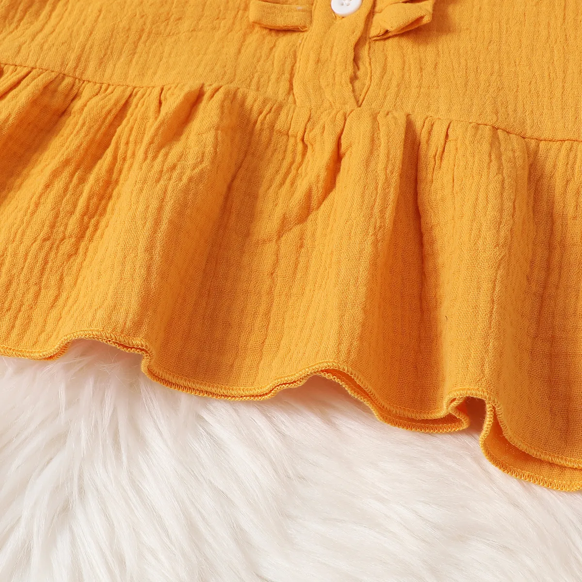 2pcs Toddler Girl Sweet Ripped Cotton Denim Jeans and Doll Collar Crepe Blouse Set Yellow image 6