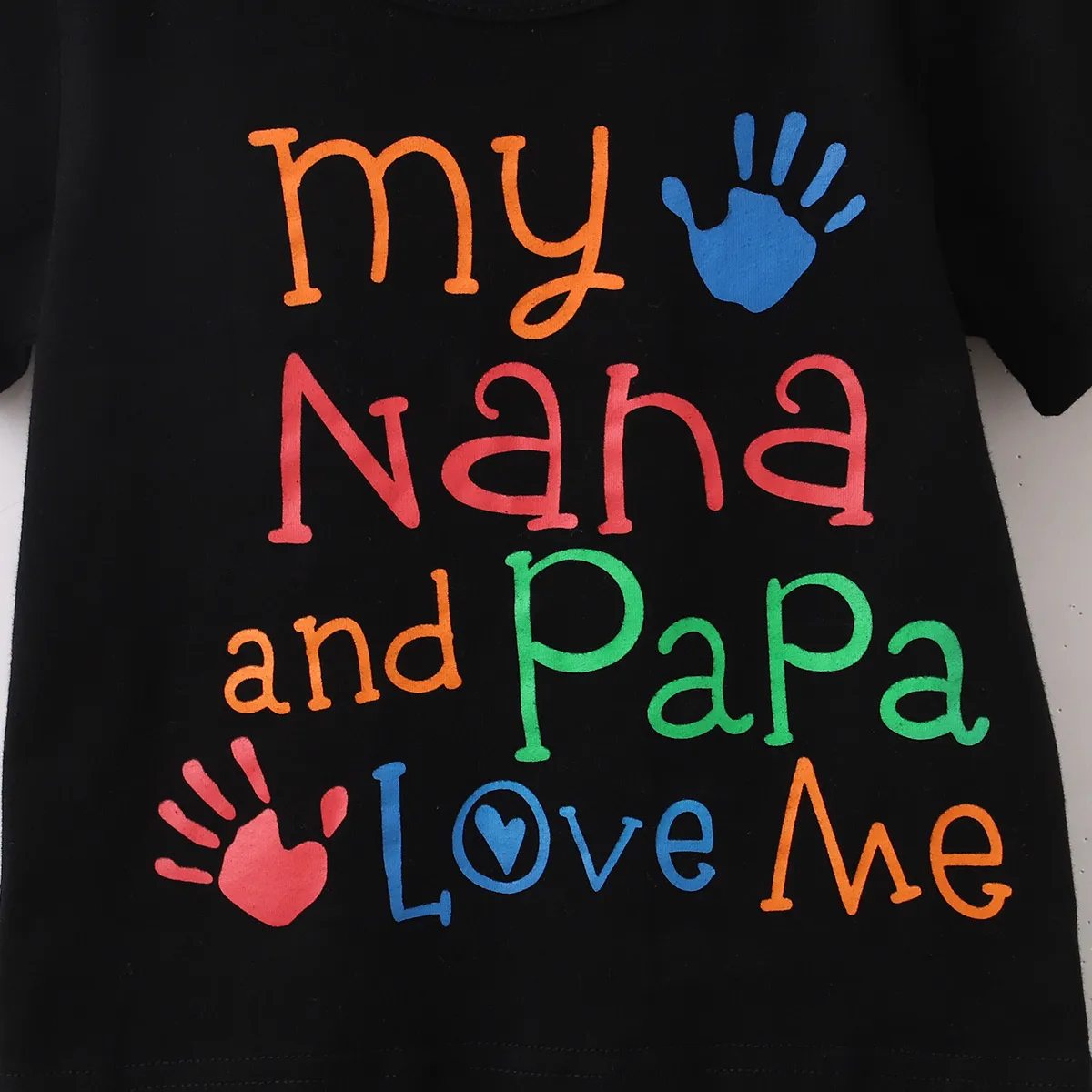 2pcs Toddler Boy 95% Cotton Letters Print Short-sleeve Tee and Ripped Pockets Jeans Set Black image 4