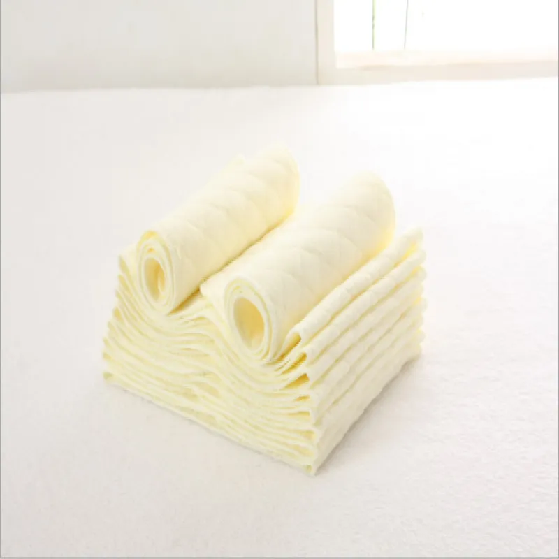 10 Pcs Three-layer Cotton Cloth Diaper Inserts Pale Yellow big image 1