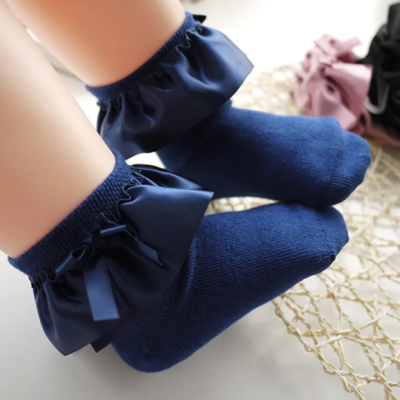 Baby / Kleinkind Mädchen Schleife Dekor Seide Design dehnbare feste Socken blau big image 1