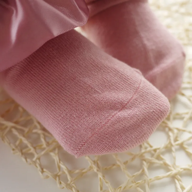 Meias elásticas de desenho de nó de laço decorativo em seda de cor sólida para bebé menina / criança Rosa big image 1