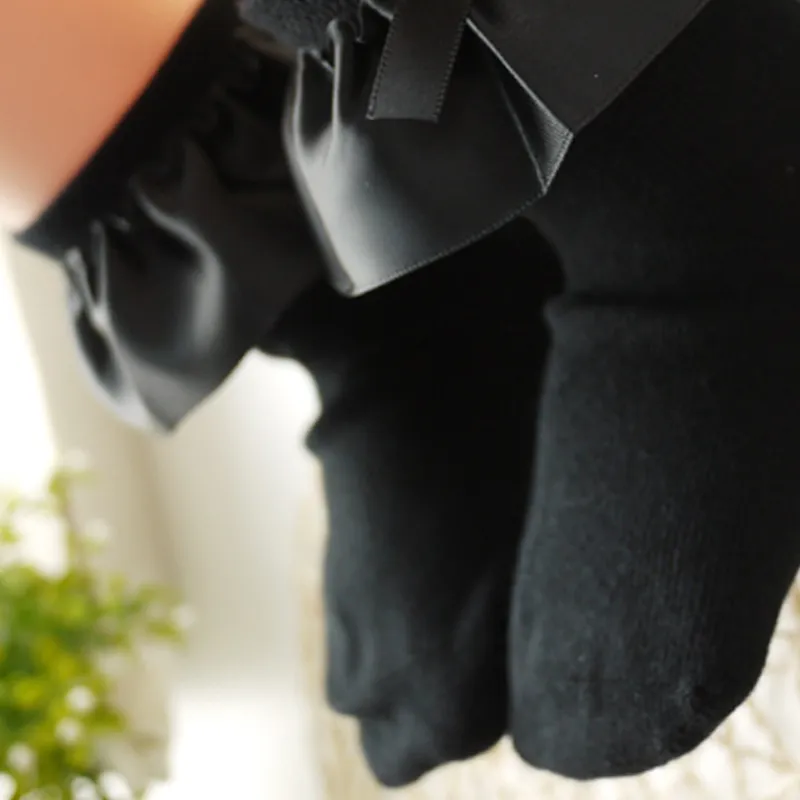 طفل / طفل رضيع القوس الديكور الحرير تصميم الجوارب الصلبة بسط أسود big image 1