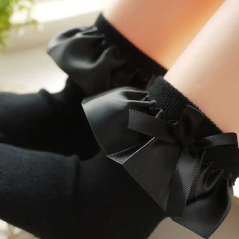 Baby / Kleinkind Mädchen Schleife Dekor Seide Design dehnbare feste Socken schwarz big image 1