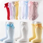 Baby Solid Bowknot Breathable Middle Socks  image 5