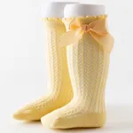 Baby Solid Bowknot Breathable Middle Socks Yellow