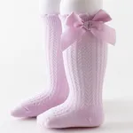 Baby Solid Bowknot Breathable Middle Socks Light Purple