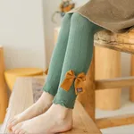leggings de design bowknot de cor sólida para menina criança Verde