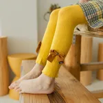 leggings de design bowknot de cor sólida para menina criança Amarelo