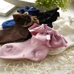 Meias elásticas de desenho de nó de laço decorativo em seda de cor sólida para bebé menina / criança  image 5