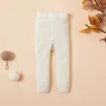 Toddler Girl Solid Color Ribbed Cotton Leggings White