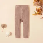 Toddler Girl Solid Color Ribbed Cotton Leggings Pink