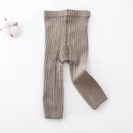 Toddler Girl Solid Color Ribbed Cotton Leggings Grey