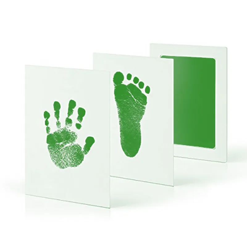 Non-Toxic Baby Handprint Footprint Inkless Hand Inkpad Watermark Infant Souvenirs Casting Clay Newborn Souvenir Gift Green
